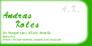 andras koles business card
