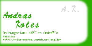 andras koles business card